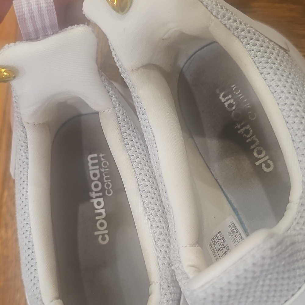 Adidas Womans Light Gray With Lilac Logo Slip-On Shoes - Picture 5 of 8